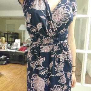 Banana Republic pink pattern on blue dress